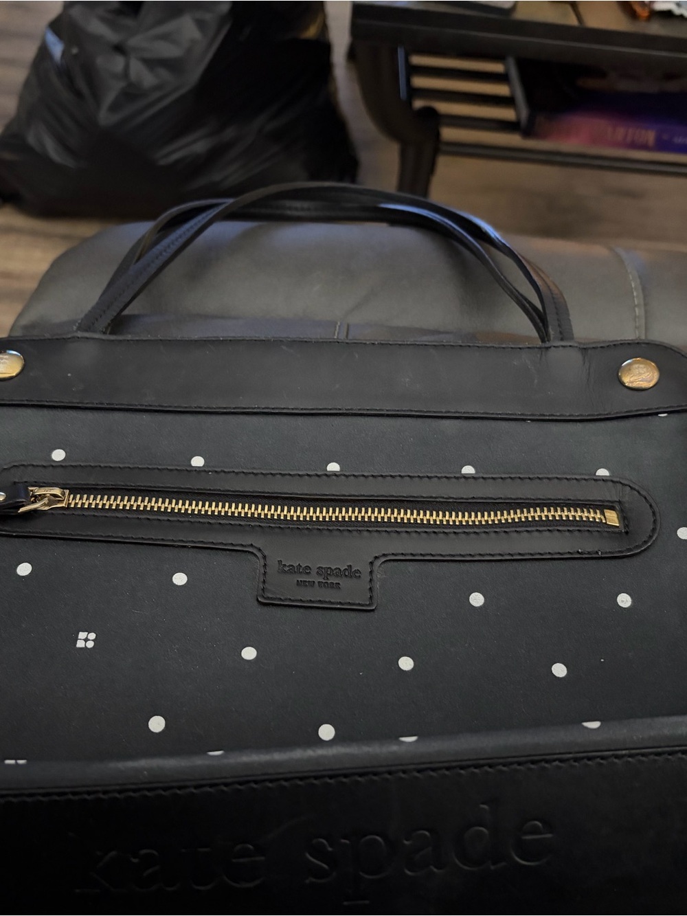 kate spade Black Polka Dot Laptop Bag with Gold Zipper